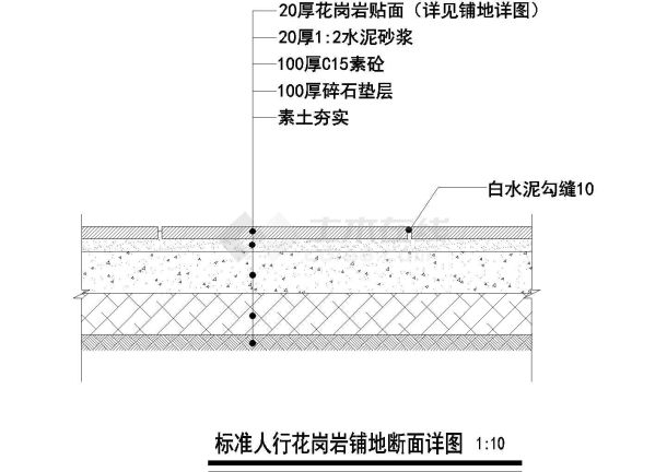 标准人行花岗岩铺地断面详图-图二