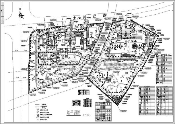 某地22187平方米医院一期二期建筑总规划图-图一