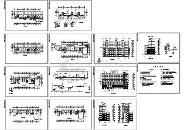 某八层框架结构办公综合楼建筑施工图CAD-图一