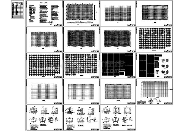 学校风雨操场网架结构设计施工cad图，共十九张-图一