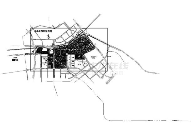 某征用地979亩 实用地724亩金山生活区规划设计cad总平面方案图（含经济技术指标）-图一