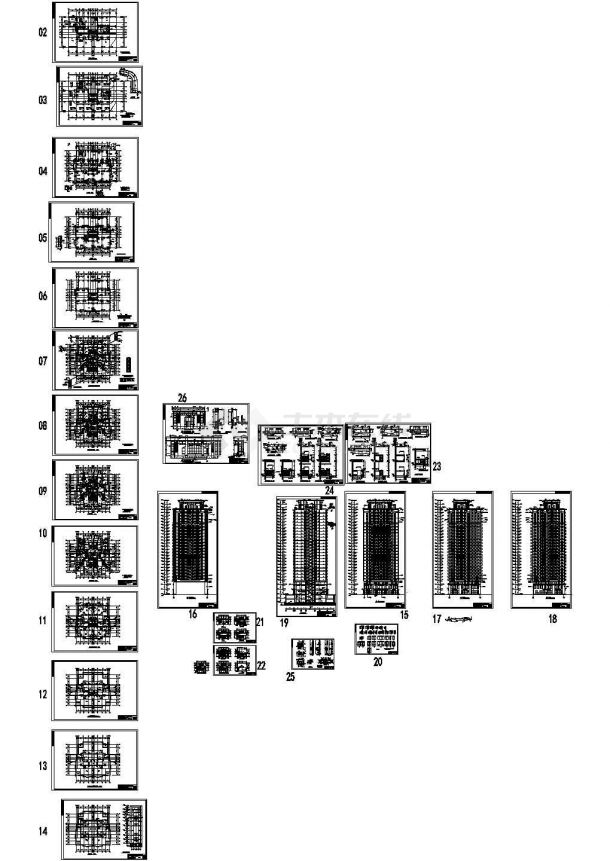 某二十五层商住楼建筑施工套图CAD（带实习报告）-图一