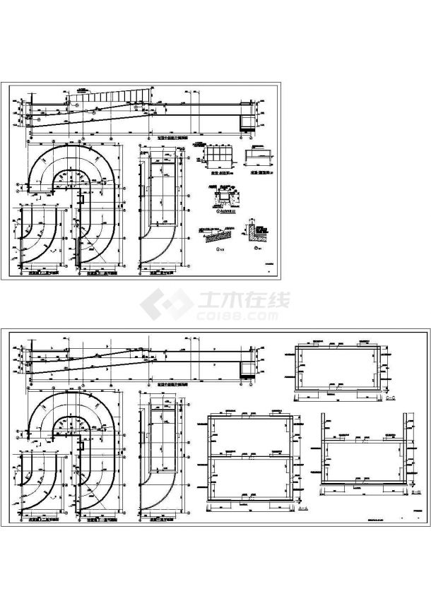 地下两层车库汽车坡道结构CAD图纸设计-图一