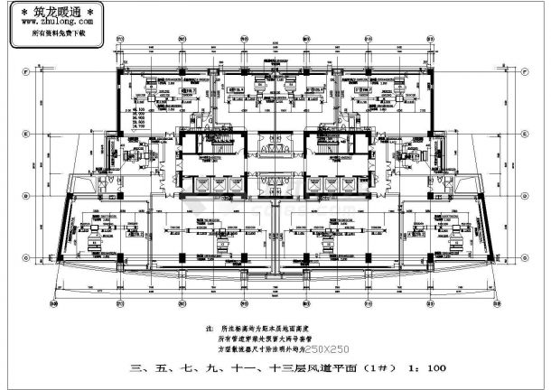 北京某大厦空调通风全套CAD图纸设计-图一