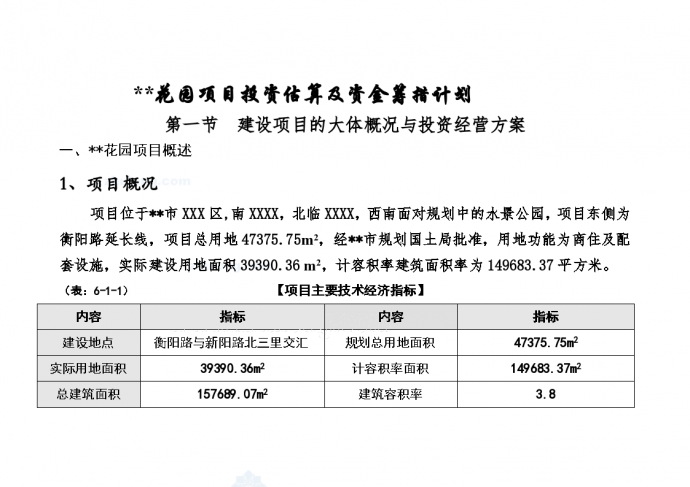 广西某住宅项目投资估算及资金筹措计划_图1