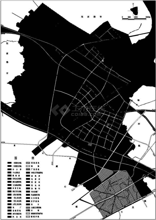 某镇总体规划设计cad总平面方案图（甲级院设计）-图二