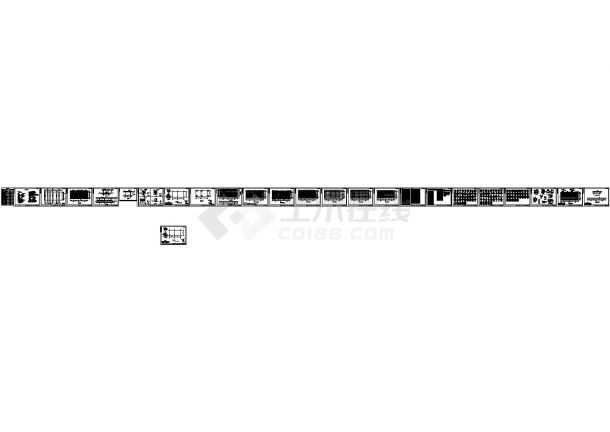 高速公路收费站矩形网架结构设计施工cad图，共二十四张-图一