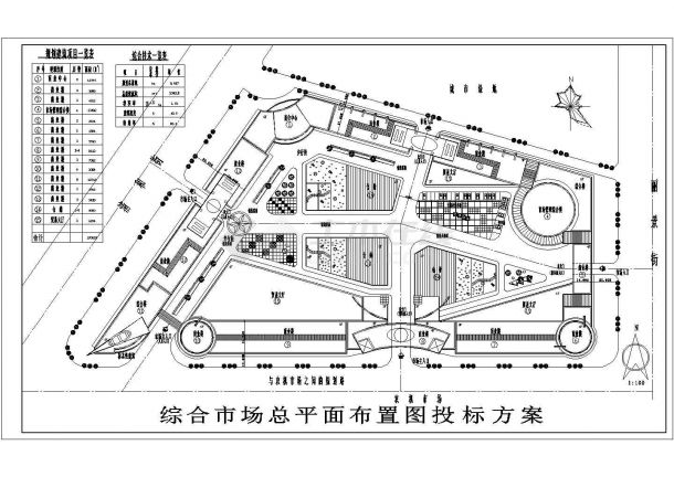 某规划总用地6.667ha综合大市场规划设计cad总平面布置图（含综合经济技术指标）-图一