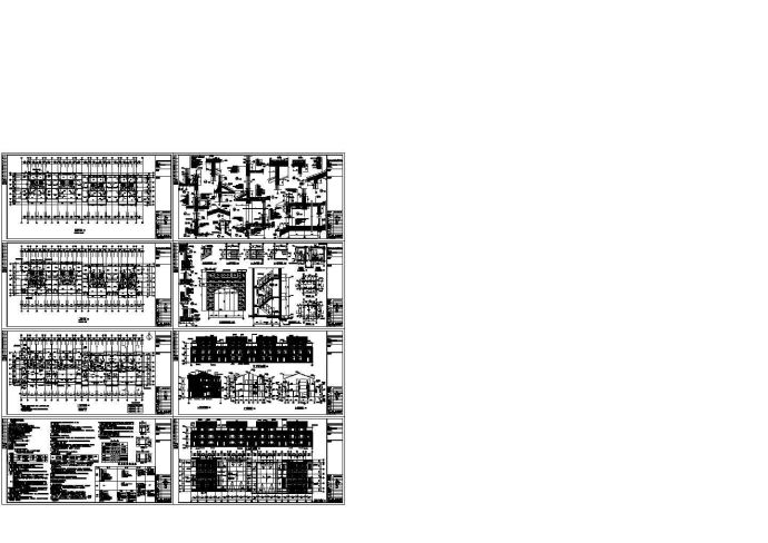 某三层异形柱框架联排别墅建筑结构水暖电施工cad图纸_图1