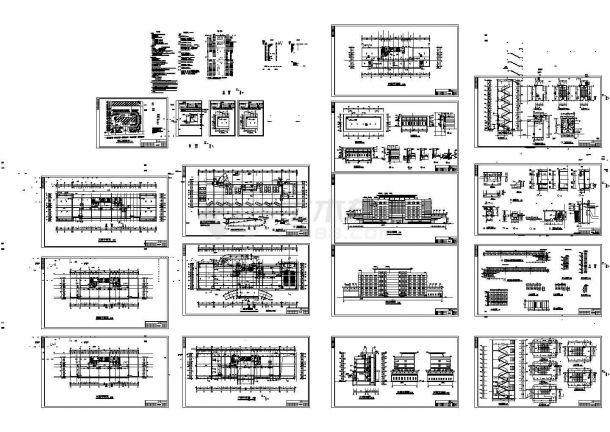 7472平方米多层框架结构综合办公楼设计施工cad图，共十九张-图一
