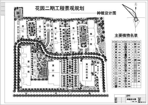 花园二期工程景观规划种植设计cad图纸-图一