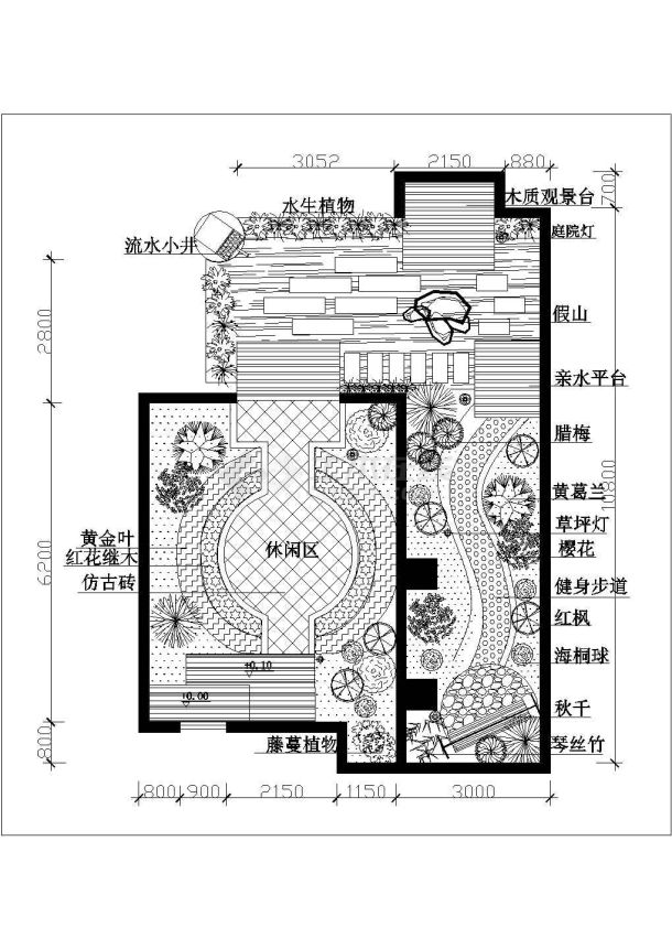 某地英式风格花园平面详细设计cad图纸-图二