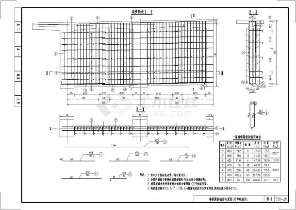 30m预应力混凝土连续T梁端横隔板钢筋布置(无伸缩缝处)节点详图设计-图二