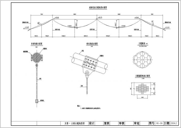 自锚式悬索桥主桥主缆线型节点详图设计_图1