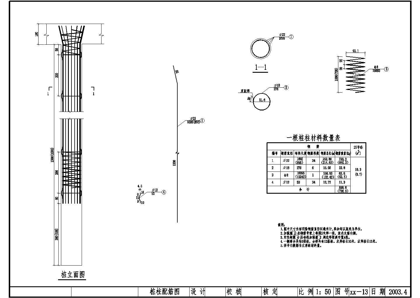 预制钢筋混凝土空心板桩柱配筋节点详图设计