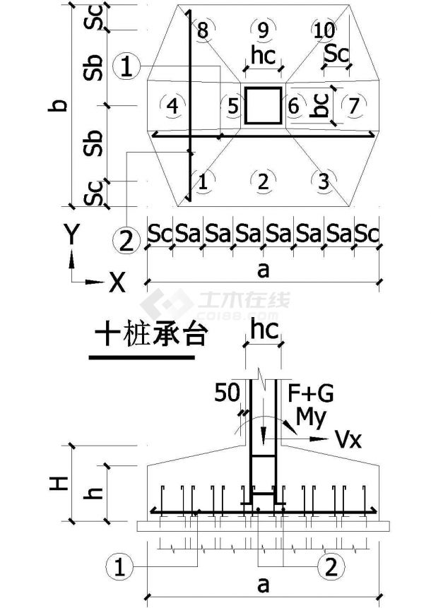 某十桩承台节点构造墅建筑全套施工图-图一