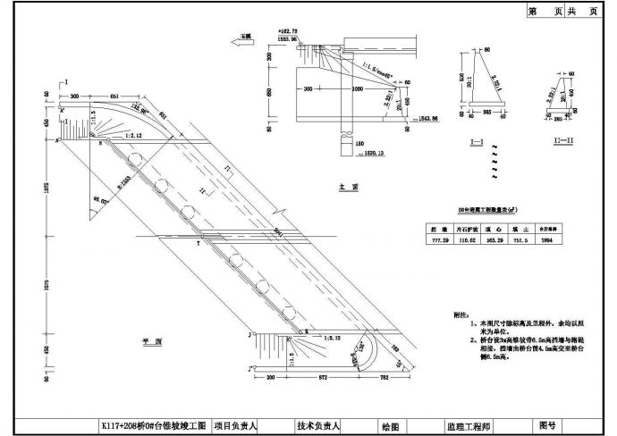 三柱式墩台桥下部锥坡布置节点详图设计_图1