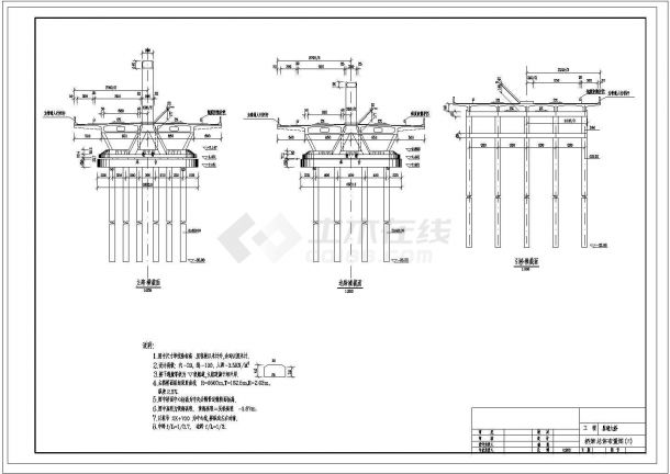 某五跨连续预应力混凝土中承式单肋钢管砼无推力拱CAD完整构造图纸-图一