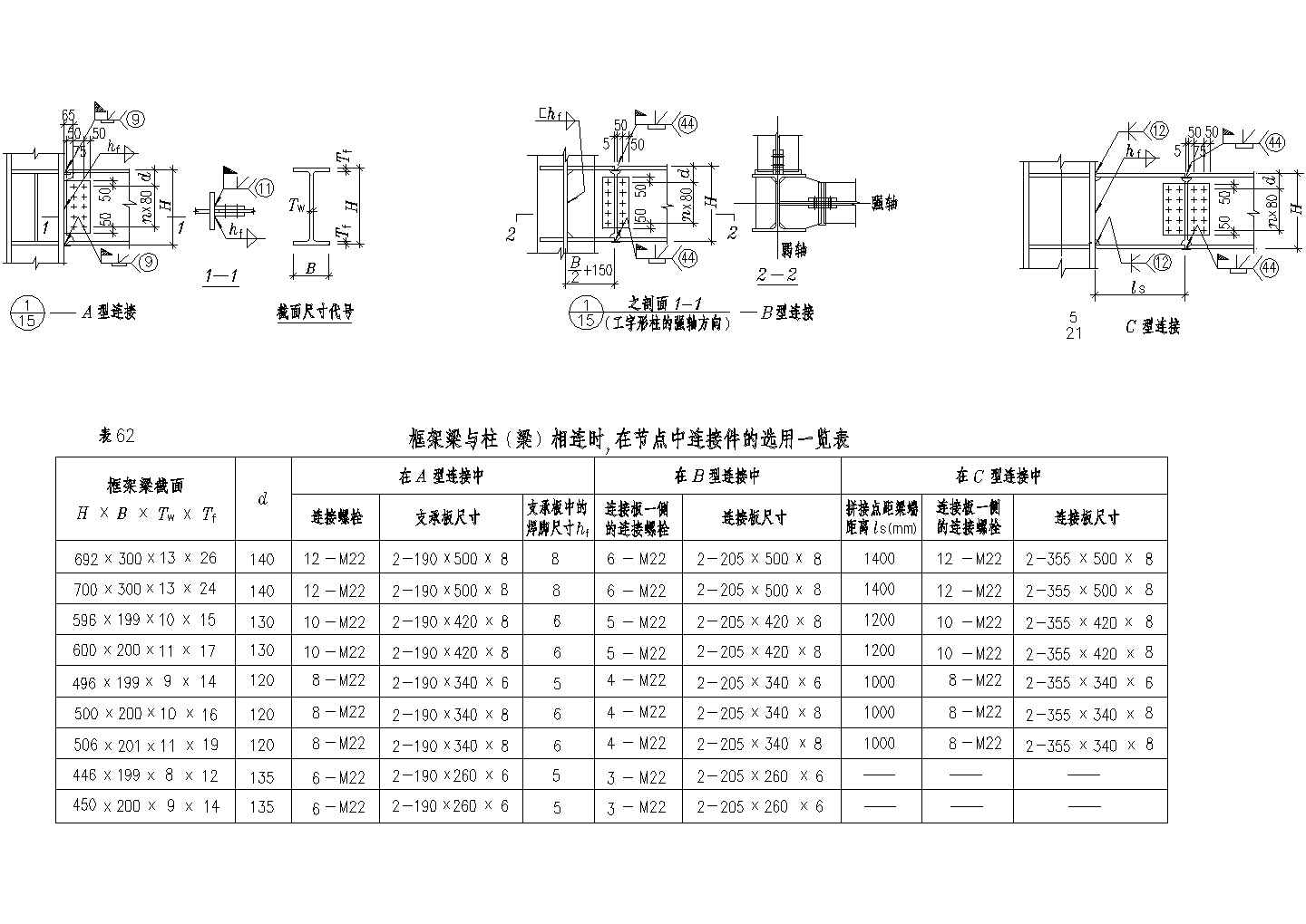 钢框架梁柱连接节点构件CAD详图