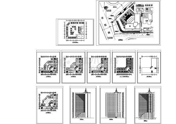 -1+22层V型宾馆建筑设计CAD图-图一