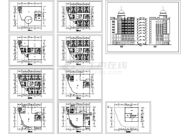 1+8层5174.06㎡商场宾馆综合楼建筑设计CAD图-图一