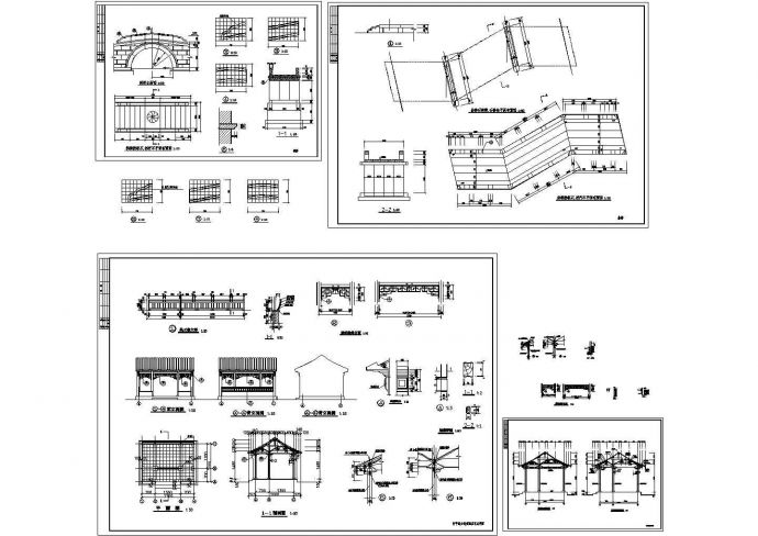 古典园林轩，拱桥和曲桥施工CAD图纸设计 （cad，4张图纸）_图1