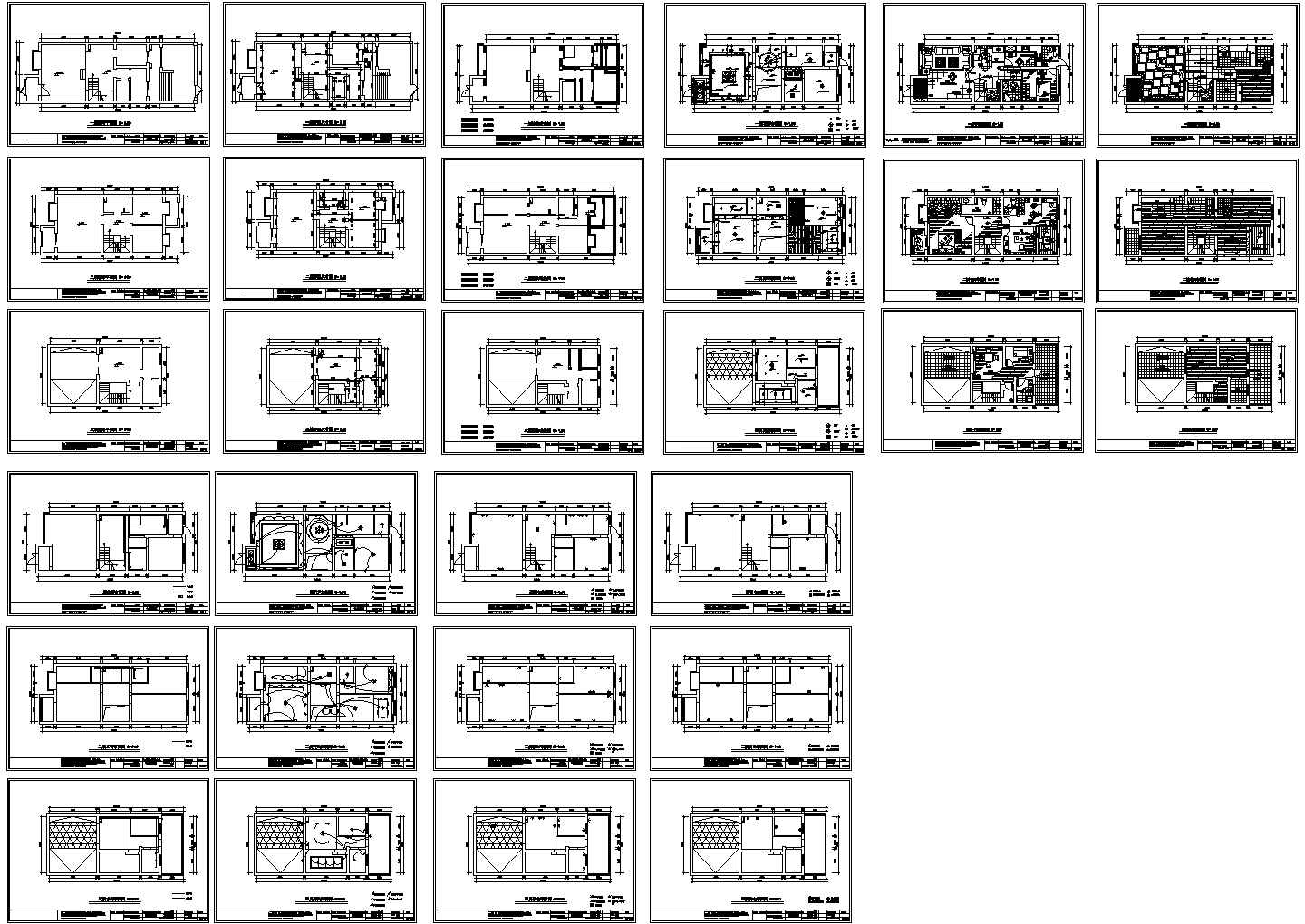 重庆涪陵区某大型三层豪华别墅装修设计CAD施工图