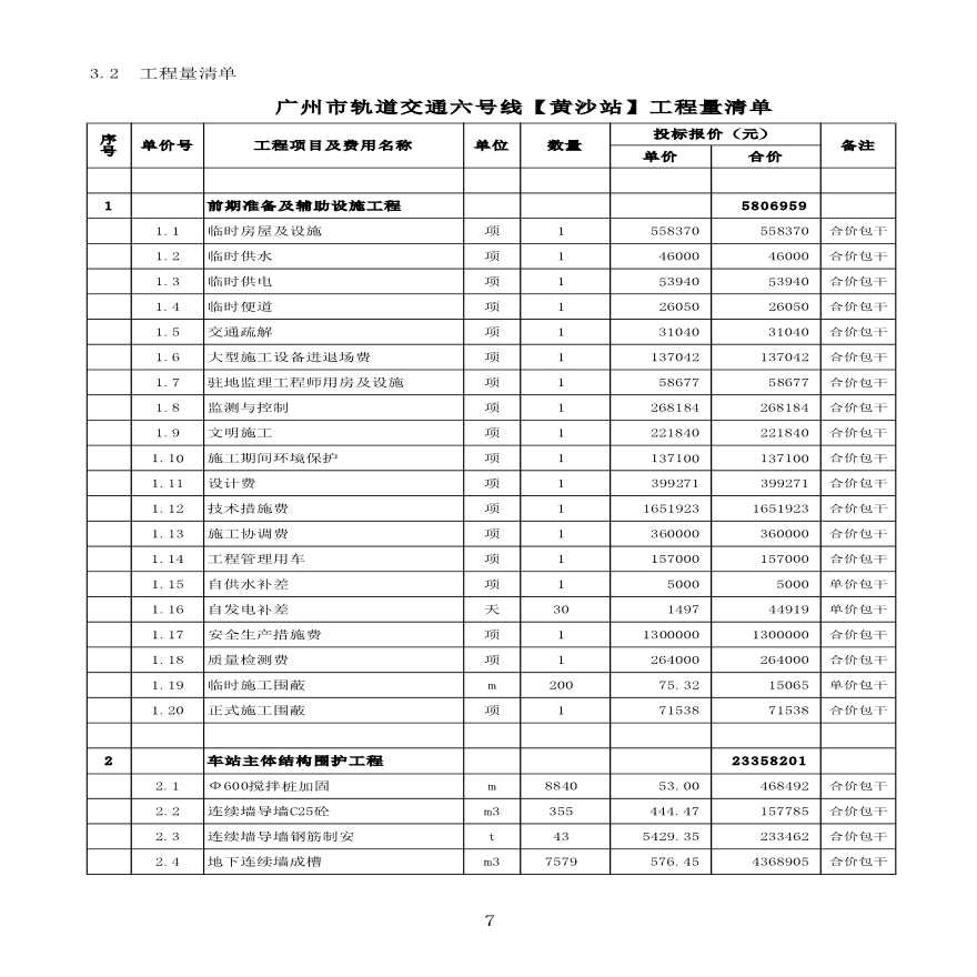 广州某地铁车站土建工程清单报价-图二