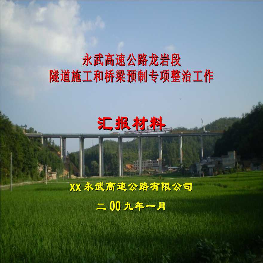 永武高速公路某段隧道施工和桥梁预制专项整治工作汇报材料