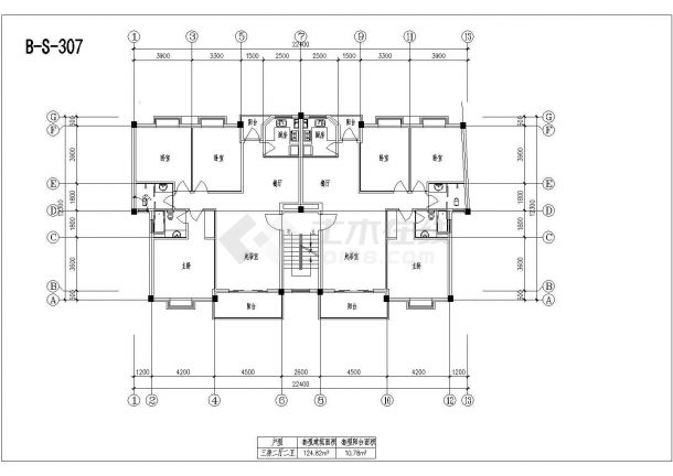 板式多层一梯二户三室二厅二卫户型CAD图-图二