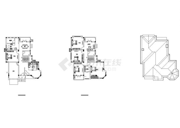 某二层独栋别墅户型平面CAD图-图一