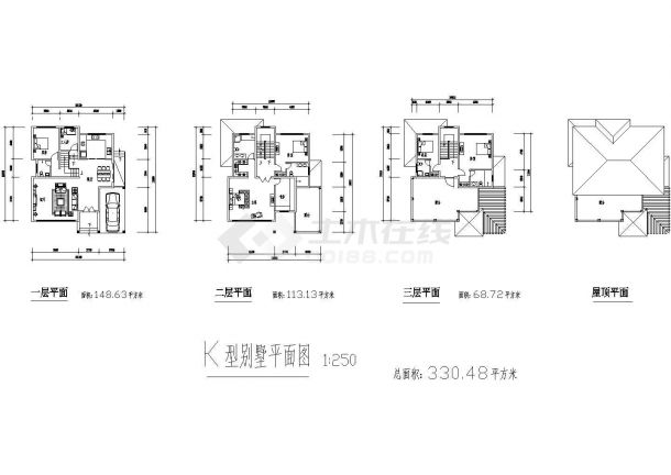 三层独栋别墅户型平面图-图二