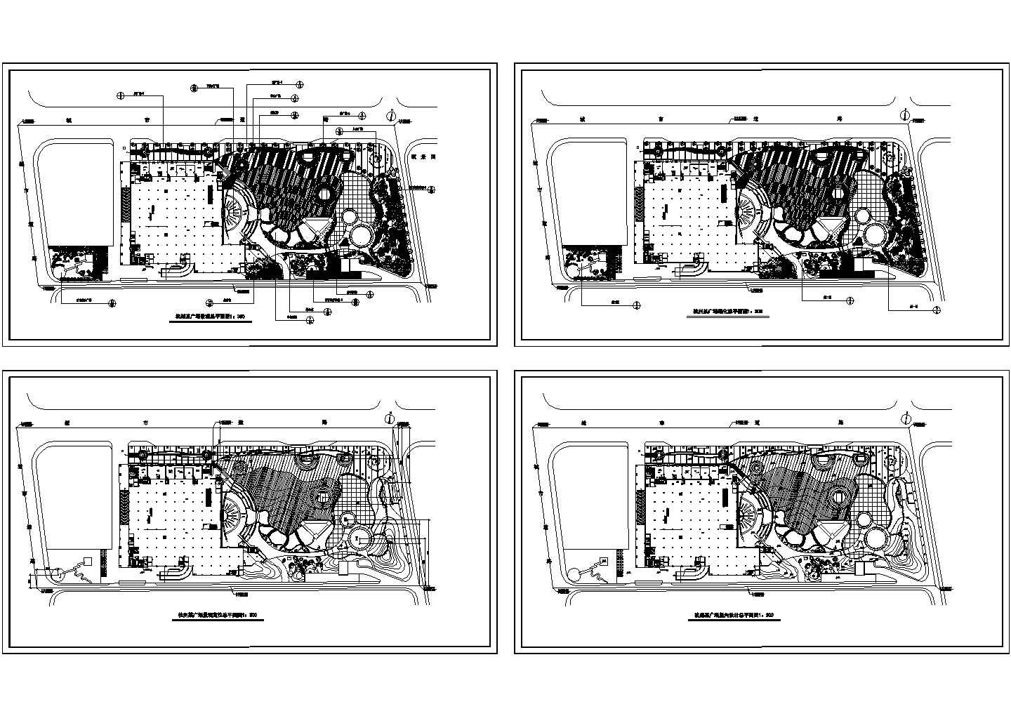 某商业广场总平面及景观规划 （cad，4张图纸）