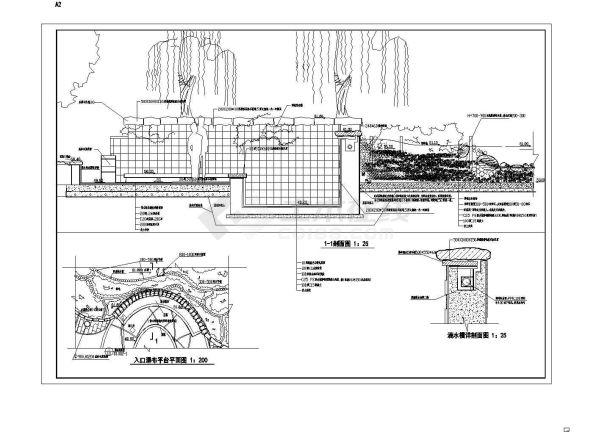 入口瀑布平台设计CAD参考图-图一