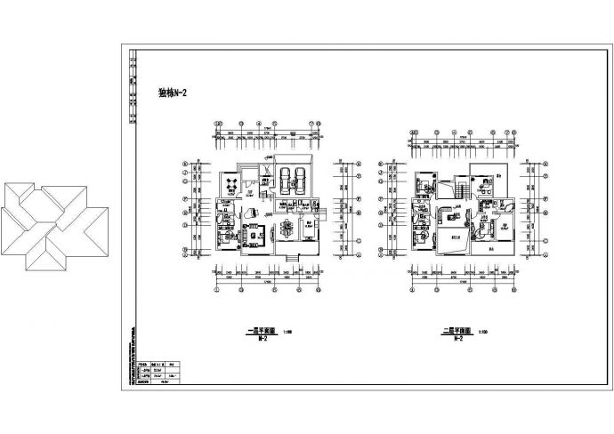 某二层独栋别墅平面设计CAD图_图1