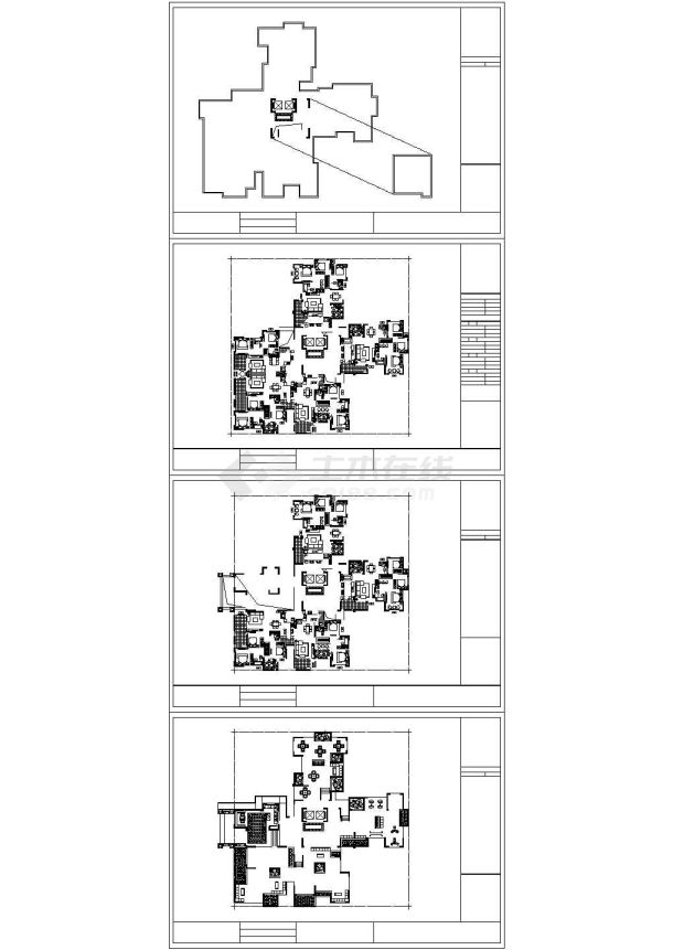 某高层一梯五住宅户型平面设计cad图-图一