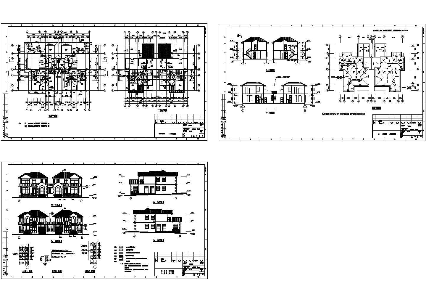 长16.3米 宽11.2x2米 2层双拼别墅建施CAD平面图