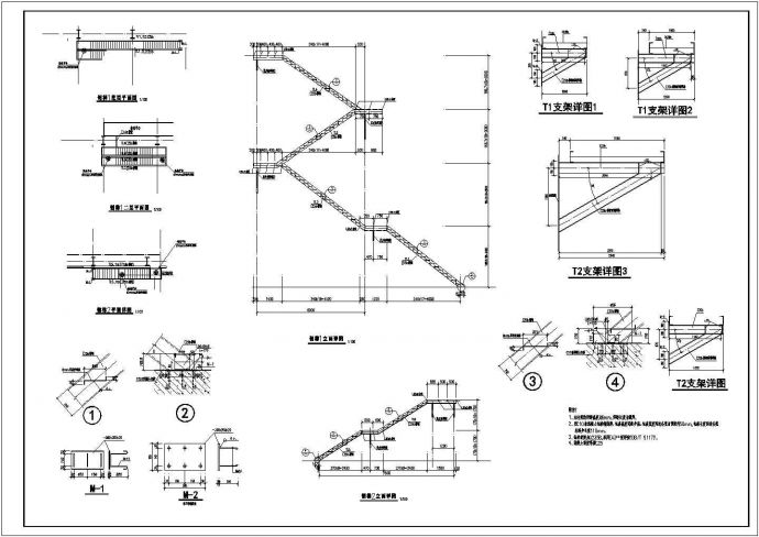 某钢结构楼梯节点构造详图设计_图1