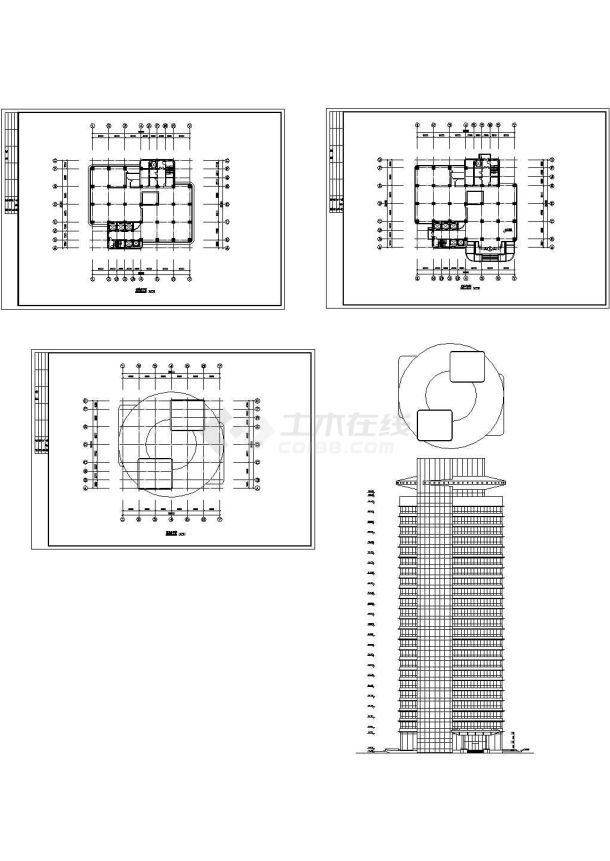 新虹桥大厦（高层综合办公楼）设计cad建筑方案图（标注详细）-图二