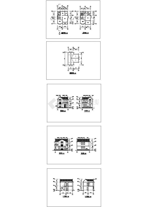 三层独立别墅方案设计cad图(含效果图，共五张)-图一