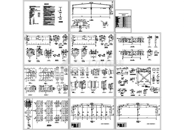 门式刚架结构带吊车单层厂房结构设计施工图纸（含设计说明）-图一