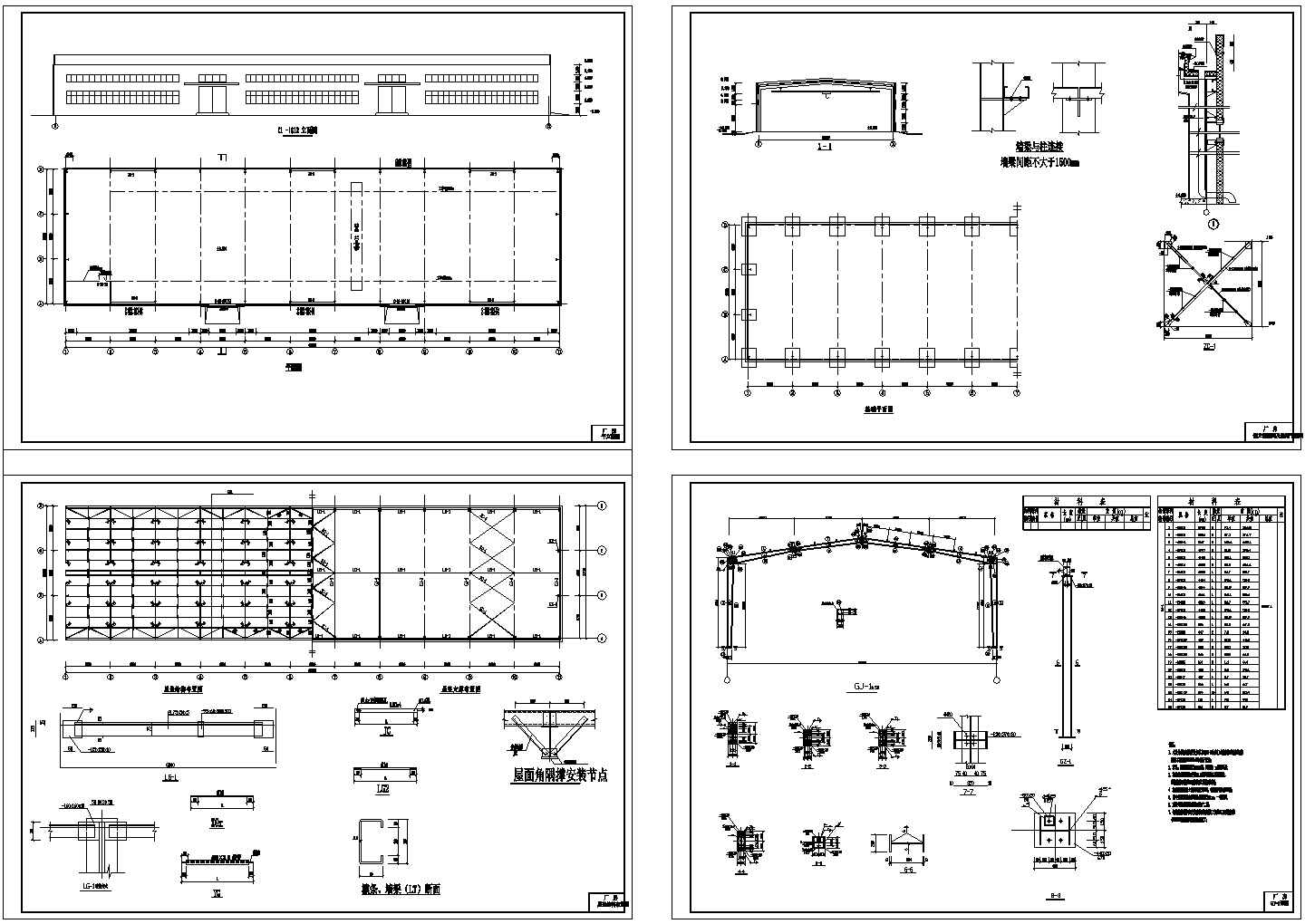18m跨钢结构厂房结构施工图纸（含设计说明）