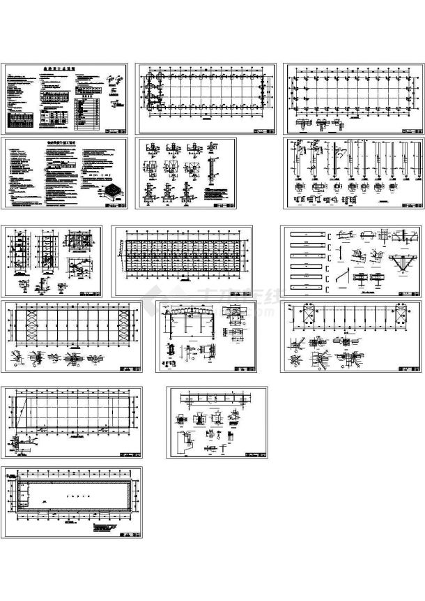 18m钢结构跨带吊车厂房结构施工全图（含设计说明）-图一