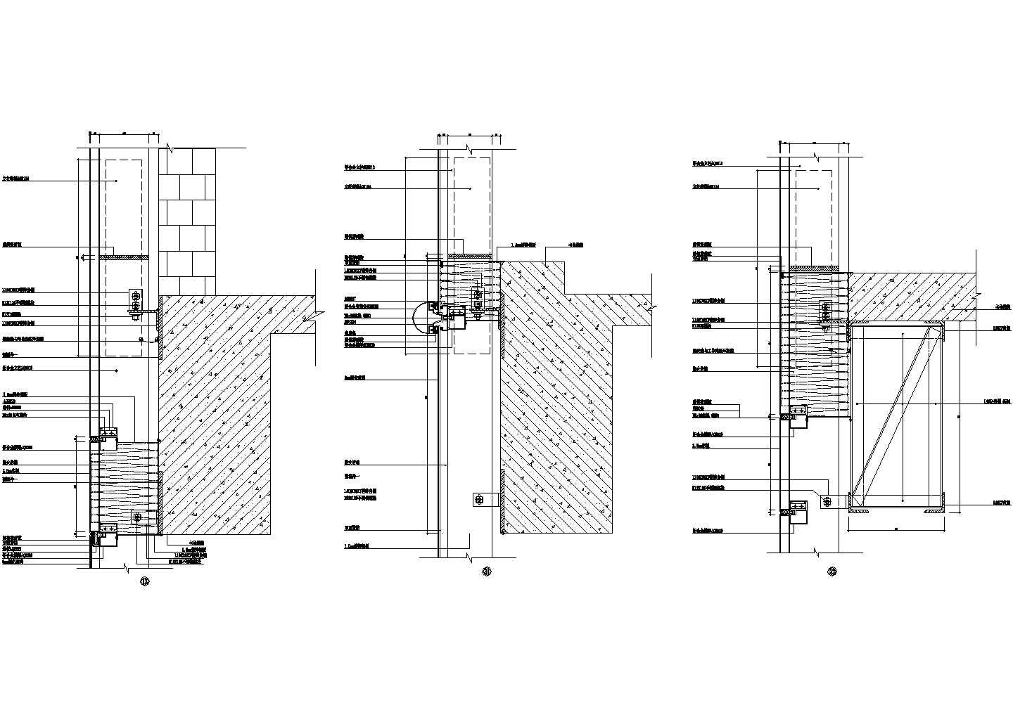 半隐框幕墙防火节点图CAD施工图设计