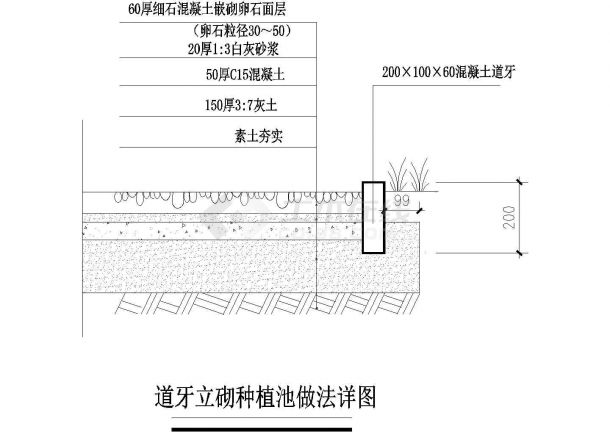 某道路工程树池（道牙立砌种植池）设计cad做法施工详图（甲级院设计）-图二