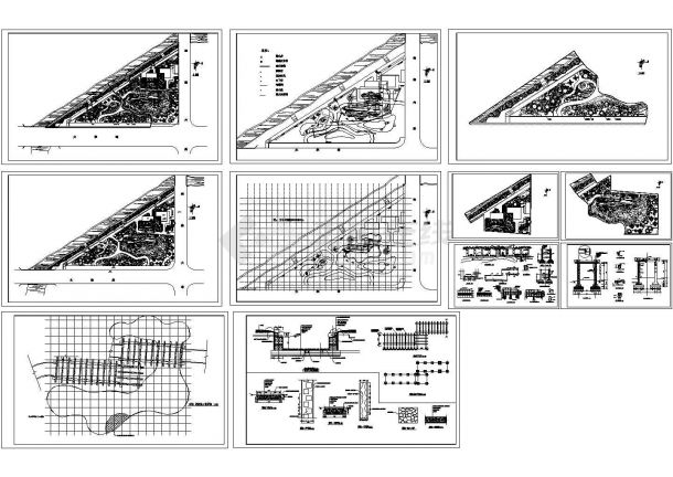 小公园绿化设计施工cad图，共11张-图一