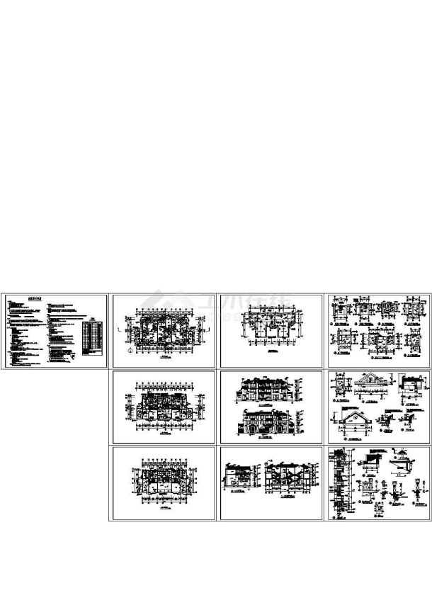 联排别墅建筑施工图（CAD,10张图）-图一