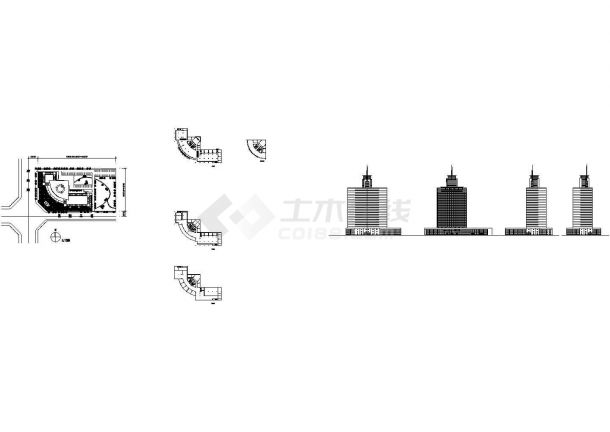 陕西邮政大厦（小高层框架结构）设计cad全套建筑施工图纸（标注详细）-图二