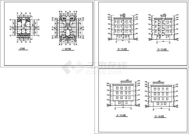 四层出租房建筑平立面CAD图纸-图一