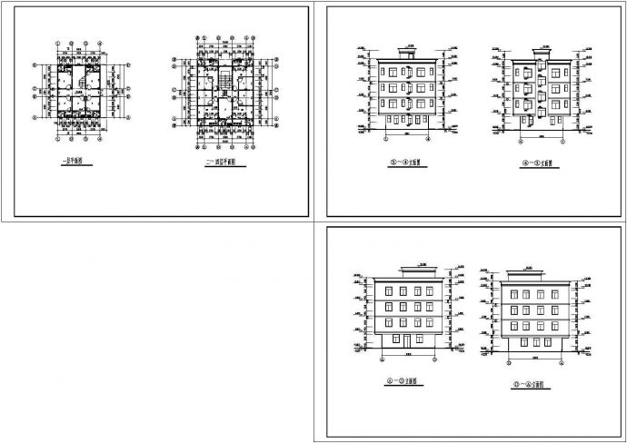 四层出租房建筑平立面CAD图纸_图1